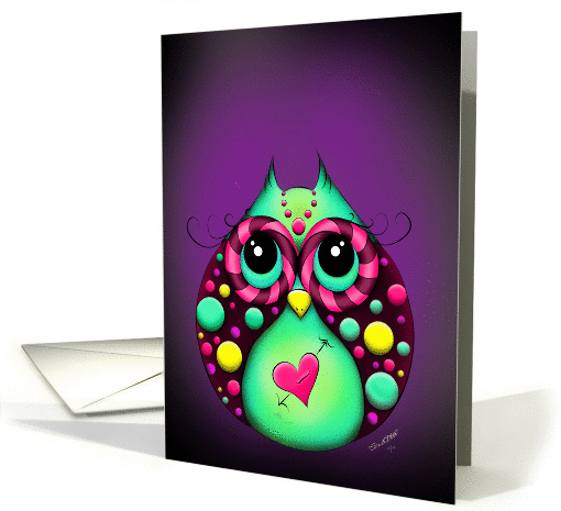 Happy Valentines Hooty Loves You! Psychedelic Owl card (872113)