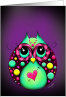 Happy Valentines Hooty Loves You! Psychedelic Owl card