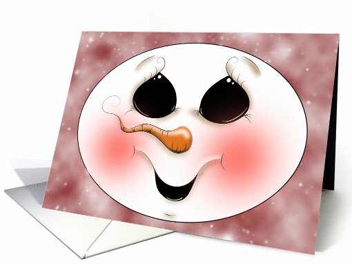 Sweet Carrot Nosed Snowman Winter Holiday card (982183)