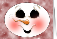 Sweet Carrot Nosed Snowman Winter Holiday Card