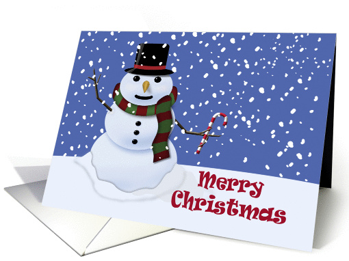 Snowman With Candy Cane card (974405)