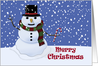 Snowman With Candy Cane card