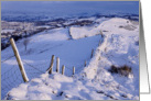 A Cumbrian Winter, snow covered wall - Blank card
