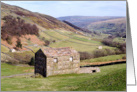 The Yorkshire Dales - Swaledale walls and barns - blank card