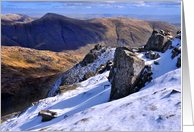 The Lake District winter mountain scene - Blank card