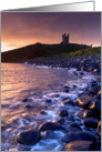 Dunstanburgh Castle at dawn - Northumberland - Blank card