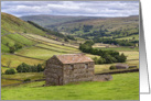 Barns and dry stone walls, Swaledale, The Yorkshire Dales - Blank card