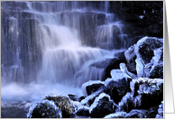 Icy waterfall, winter, - Scaleber force, The Yorkshire Dales - Blank card