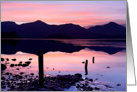 Pink winter sunset - Derwentwater, The Lake District - Blank card