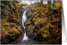 Autumn waterfall photo, Aira Force, The Lake District - Customisable card