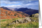 Loughrigg Fell, View towards Fairfield, The Lake District - Blank card