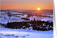 Snowy Winter sunset on The Helm, Kendal, Cumbria - Blank card