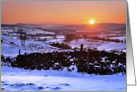 Snowy Winter sunset on The Helm, Kendal, Cumbria - Blank card