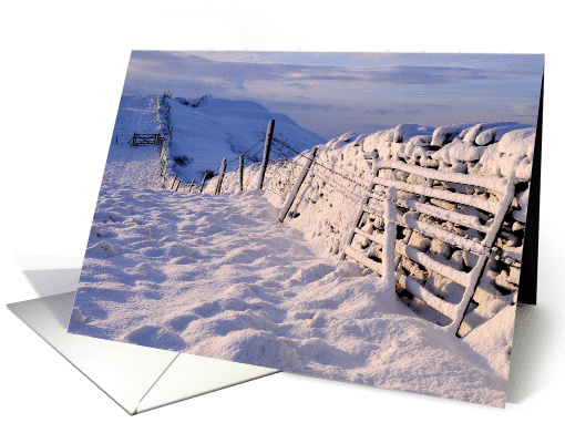 Snow covered wall in early morning light - Blank card (876963)