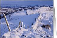 A Cumbrian Winter, snow covered wall - Blank card