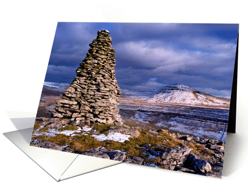 Winter scene, The Yorkshire Dales, Ingleborough - blank card (876973)
