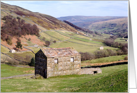 The Yorkshire Dales - Swaledale walls and barns - blank card