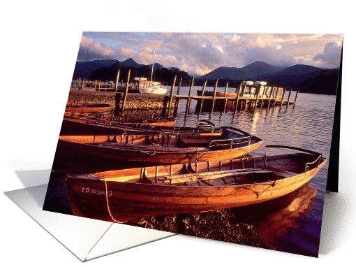 The Lake District - Rowing boats at Derwentwater, Keswick - Blank card