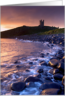 Dunstanburgh Castle at dawn - Northumberland - Blank card