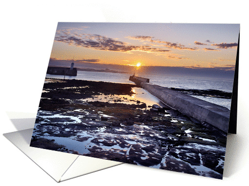 Harbour Sunset, Seahouses, Northumberland - Blank card (877436)