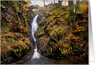 Autumn waterfall photo, Aira Force, The Lake District - Customisable card