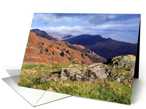 Loughrigg Fell, View towards Fairfield, The Lake District - Blank card