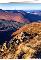 View from Cat Bells, Sunshine and Shade, The Lake District - Blank card