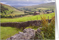 Swaledale, near Thwaite, valley view, The Yorkshire Dales - Blank card