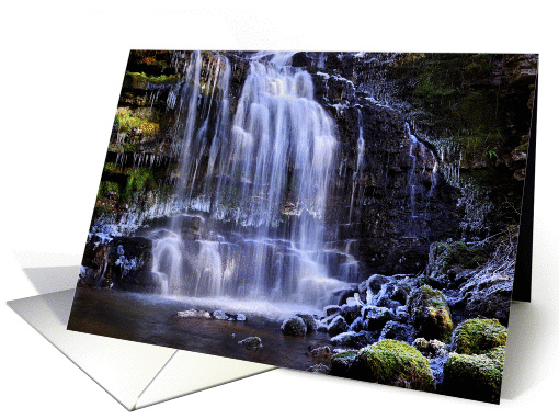 Winter waterfall partly frozen card (883017)