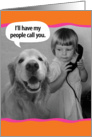 Just for fun-Vintage Photo- Golden Retriever and Young Girl card