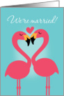 Lesbian Wedding Announcement Cute Flamingos card