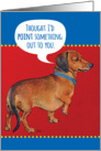 Funny Wiener Dog (Dachshund) Pointing Out Old Age Birthday Card