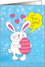 Cute Cartoon Easter Bunny with Large Easter Egg For You card