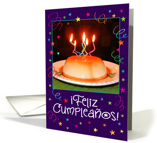 Fun Spanish/English Flan-tastico Birthday card (1043737)