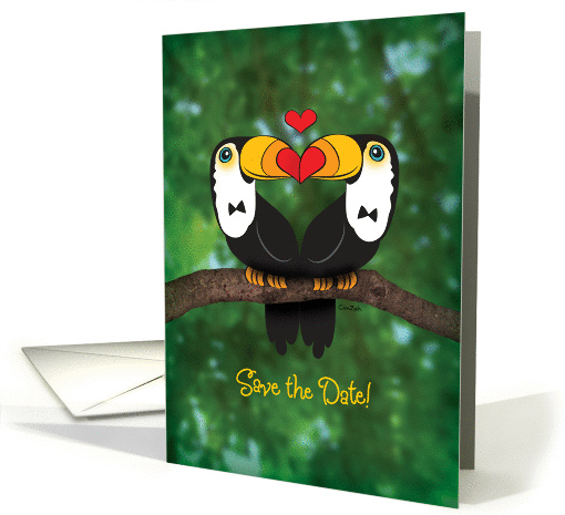 Gay Save The Date Wedding Announcement - Toucan Illustration card