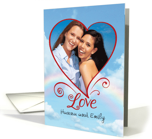 Lesbian Wedding Announcement - Love is in the Air card (1128282)