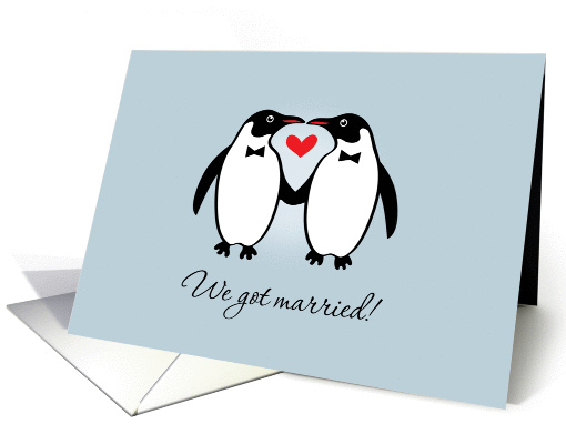 Gay Penguins Wedding Announcement card (1130812)