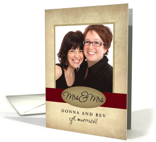 Mrs. & Mrs. Photo Card Wedding Announcement card (1133030)
