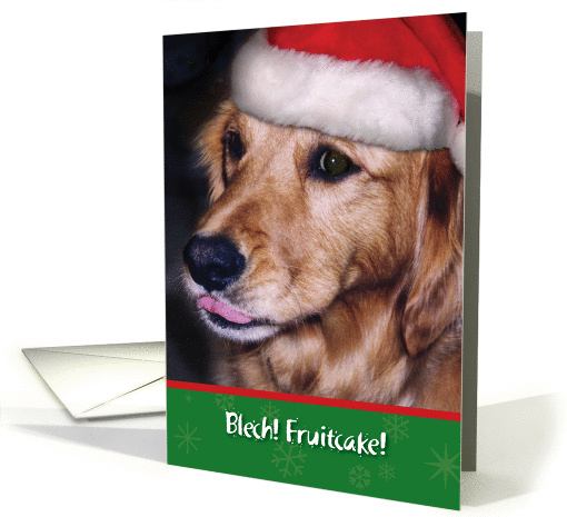 Christmas-Golden Retriever-Eating-Fruitcake-Greeting card (881095)