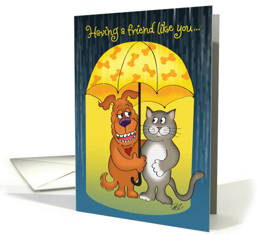 Cute Dog and Cat Friendship card (913145)