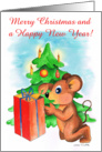 Merry Christmas - little mouse with present card