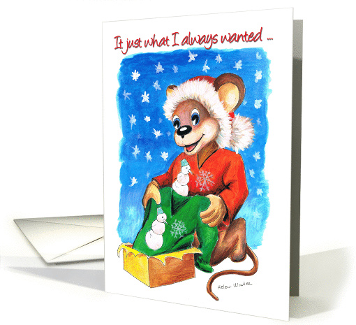 Merry Christmas - little mouse with present 2 card (1174200)