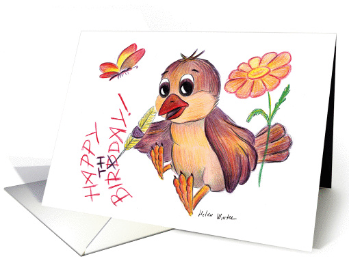 Happy Birthday from a little bird card (881122)