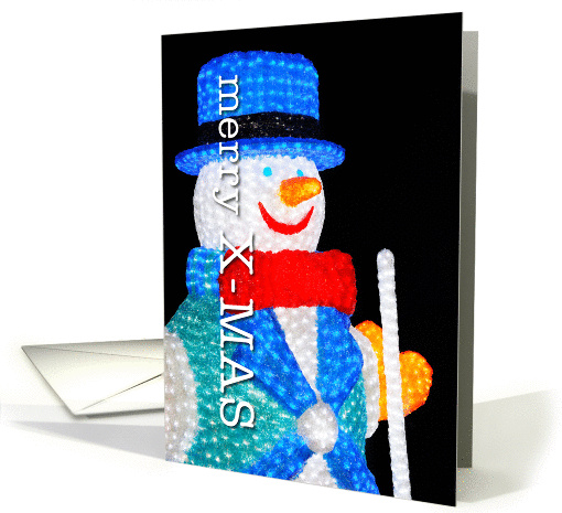 Christmas, Snowmen from led lights card (876456)
