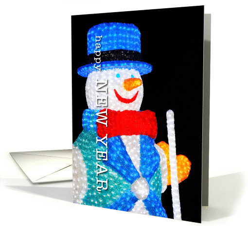Happy New Year, Snowmen from led lights card (876459)
