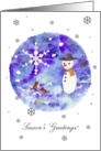 Snowman Seasons Greetings card