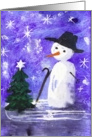 Snowman and Tree Greetings card