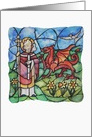 St David, Daffodils and Dragon, blank inside note card