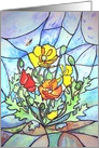 Poppies Stained Glass Blank Note card