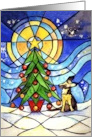 Little Dog and Christmas Tree, Christmas card